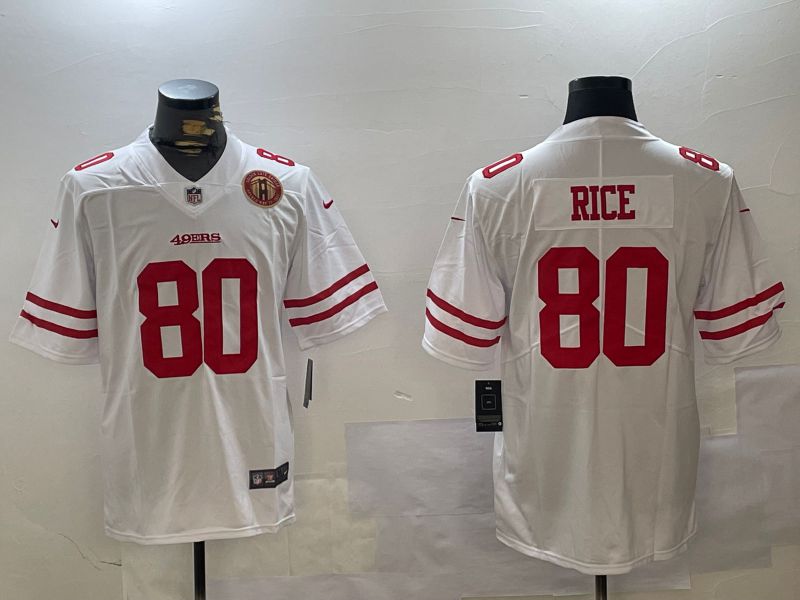 Men San Francisco 49ers #80 Rice White Second generations 2024 Nike Limited NFL Jersey style 4